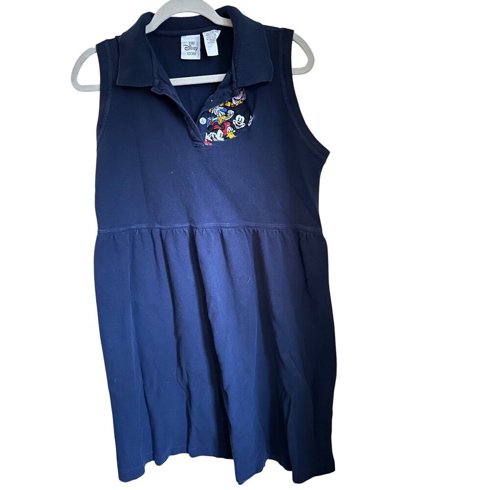 Vtg Disney Store Sleeveless Navy Polo Dress with Mickey & Friends Embroidery - Picture 4 of 8